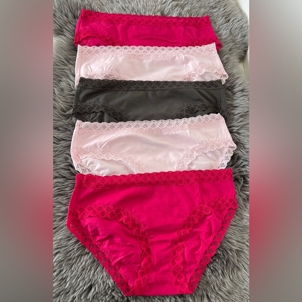 (5) NATORI Bliss Cotton Lace Briefs